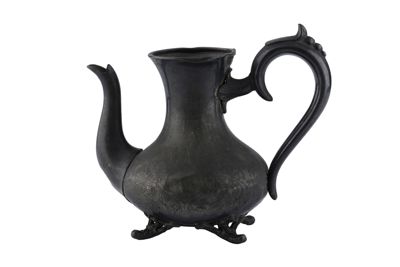 Caffettiera in peltro con motivi floreali IGB-5473