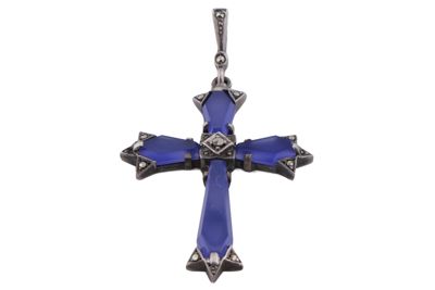 Croce in argento, calcedonio e marcasiti IGB-9593