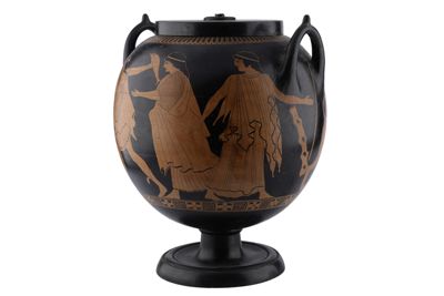 Foto Cratere in terracotta con due anse a figure rosse in stile etrusco-neoattico IGB-001307_20251217_011.jpg