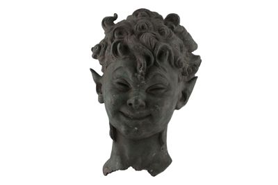 Testa in bronzo in stile etrusco-romano di piccolo fauno IGB-1318